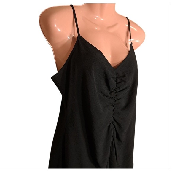 Nine West Women's Dress Black Spaghetti Straps Size S Ruched Zipper Sleeveless - Picture 2 of 10